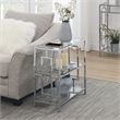Town Square Chrome Three-Tier Chairside End Table in Chrome and Clear Glass