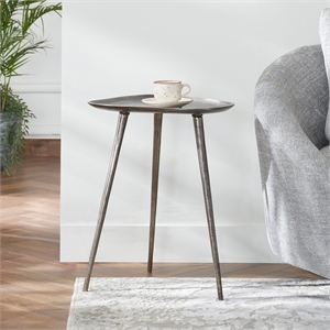 Convenience Concepts Bali Metal Tall End Table in Silver Finish