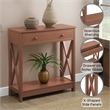 Oxford One-Drawer Entryway Hall Table with Shelf in Brown Wood Finish