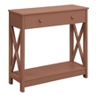 Oxford One-Drawer Entryway Hall Table with Shelf in Brown Wood Finish