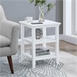 Convenience Concepts Tribeca End Table with Shelves in White Wood Finish