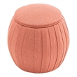 Designs4Comfort Vanessa Round Accent Storage Ottoman in Red Fabric