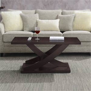 Convenience Concepts Newport Criss-Cross Coffee Table in Espresso Wood Finish