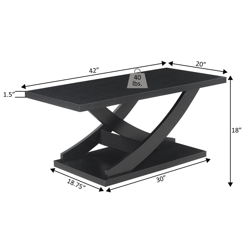 Convenience Concepts Newport Criss-Cross Coffee Table in Espresso Wood Finish