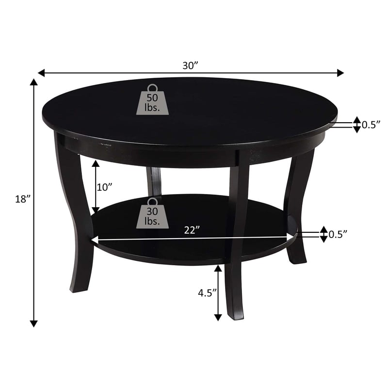 American Heritage Round Coffee Table with Shelf in Beige Wood Finish