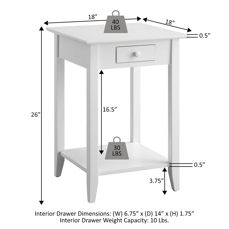 Convenience Concepts American Heritage Square End Table in Espresso Wood Finish