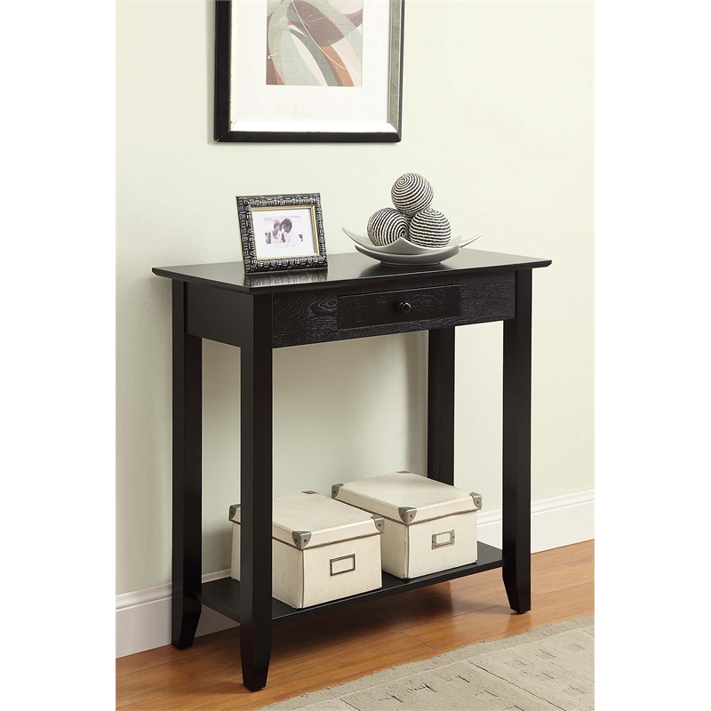 Convenience Concepts American Heritage Hall Table in Black Wood Finish