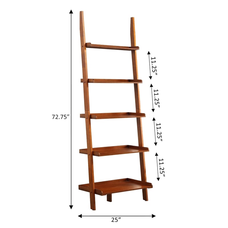 Convenience Concepts American Heritage Ladder Bookshelf in Cherry Wood Finish