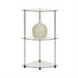Convenience Concepts Classic Three-Tier Corner Shelf in Clear Glass