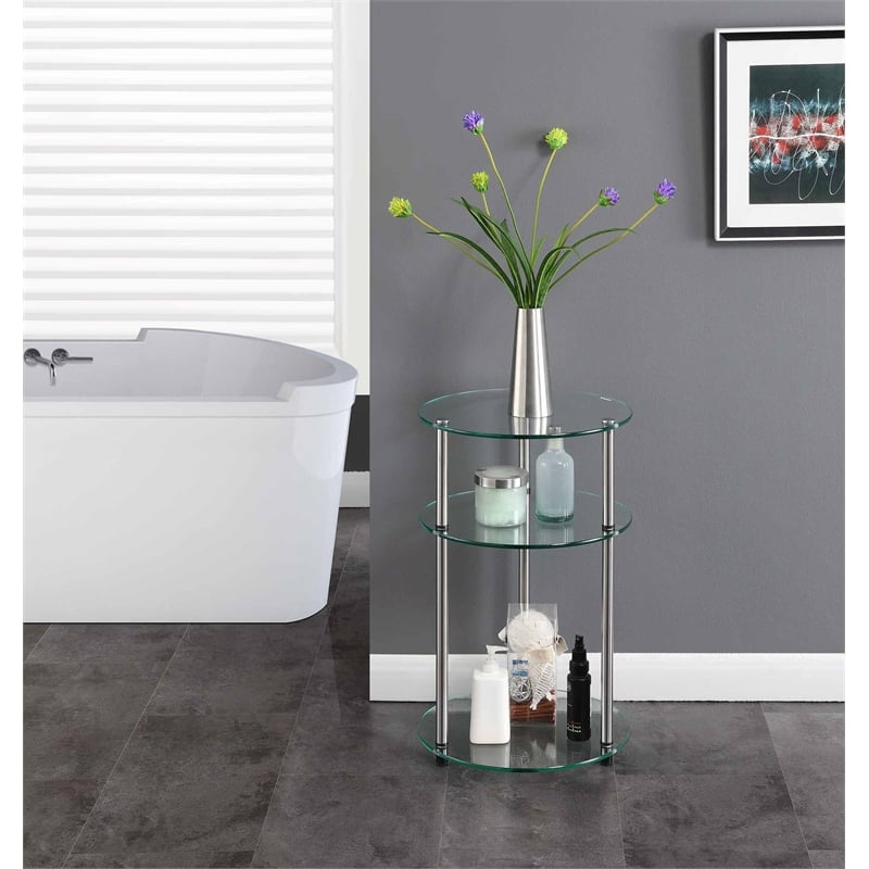 Convenience Concepts Classic Clear Glass Three Tier Round Table