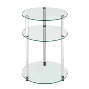 convenience concepts classic clear glass three tier round table
