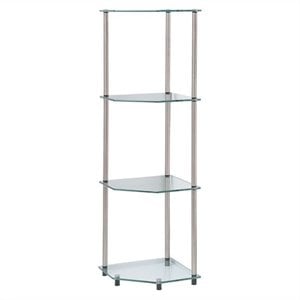 Convenience Concepts Designs2Go Classic Clear Glass 4 Tier Corner Shelf