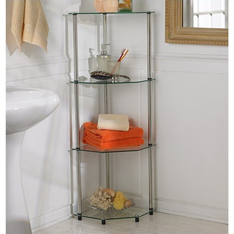 Convenience Concepts Designs2Go Classic Clear Glass Tier Corner Shelf 