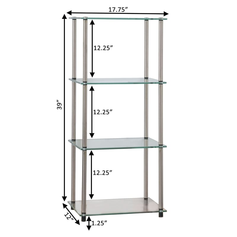 Convenience Concepts Designs2Go Classic Clear Glass 4 Tier Tower
