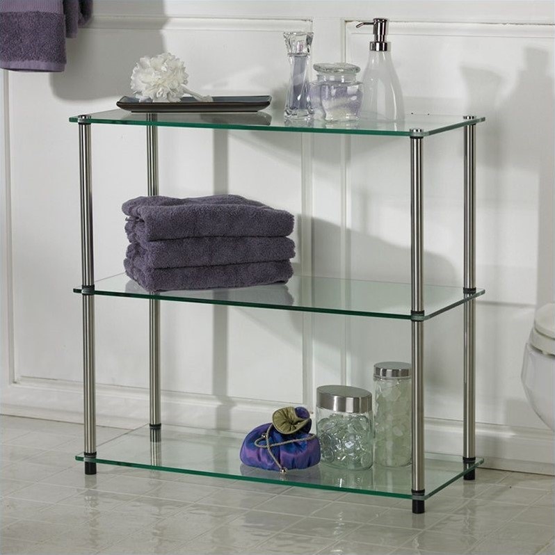 Convenience Concepts Designs2Go Three-Shelf Classic Clear Glass Bookcase 
