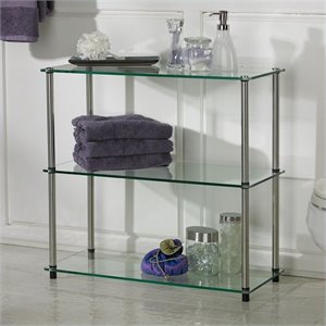 convenience concepts designs2go three-shelf classic clear glass bookcase