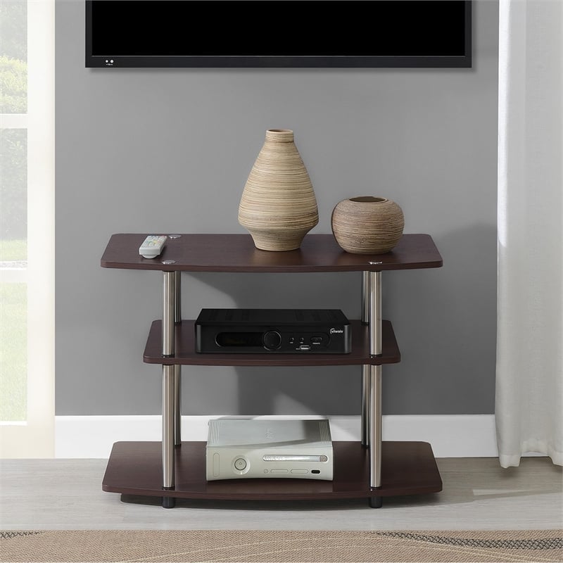 Convenience Concepts Designs2Go Three-Tier TV Stand in Espresso Wood Finish