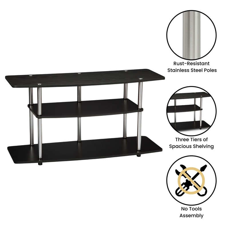 Convenience Concepts Designs2Go Wide 3-Tier TV Stand in Black