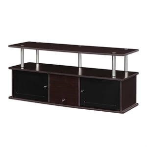 Convenience Concepts Designs2Go TV Stand with Three Cabinets in Black Wood