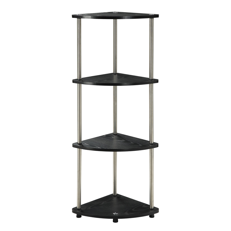 Convenience Concepts Designs2Go 4-Tier Corner Shelf in Black Wood Finish