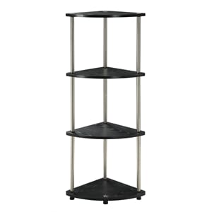 Convenience Concepts Designs2Go 4-Tier Corner Shelf in Black Wood Finish