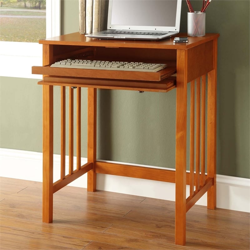 Convenience Concepts Designs2Go Mission Desk in Brown Oak Wood Finish