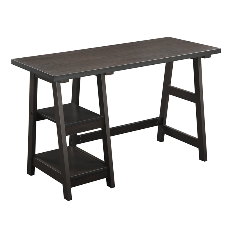 Convenience Concepts Designs2Go Trestle Desk in Espresso Wood Finish