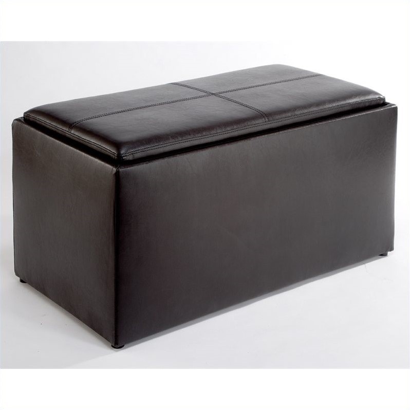 Convenience Concepts Sheridan Storage Bench Ottoman in Espresso Faux Leather