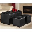 Convenience Concepts Sheridan Storage Bench Ottoman in Black Faux Leather