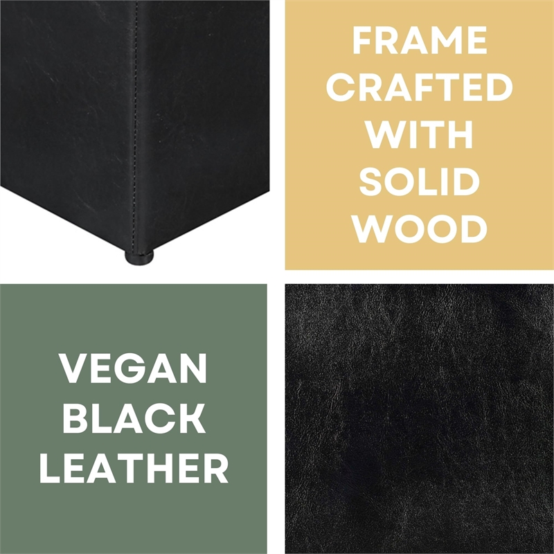 Convenience Concepts Park Avenue Faux Leather Cube Ottoman with Stool in Black