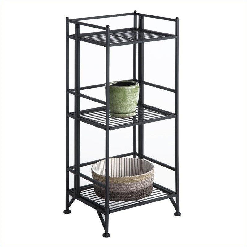 Convenience Concepts XTRA-Storage 3 Tier Folding Shelf in Black Metal ...