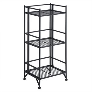 convenience concepts xtra-storage 3 tier folding shelf in black metal finish