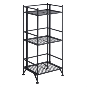 Convenience Concepts XTRA-Storage 3 Tier Folding Shelf in Black Metal Finish