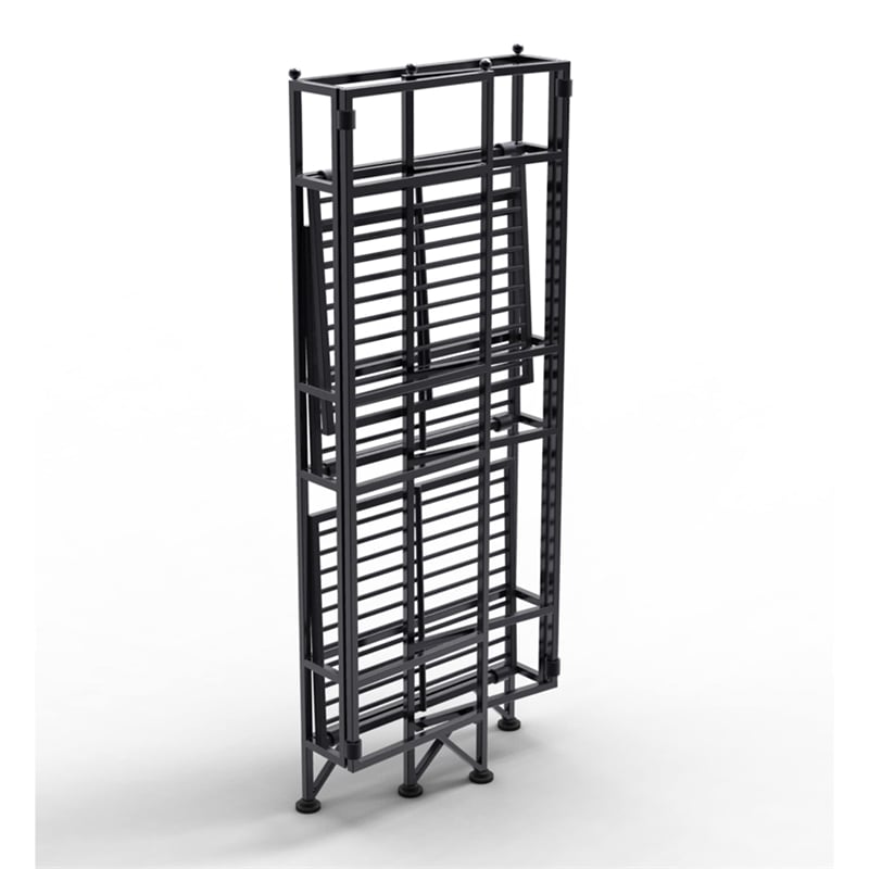 Convenience Concepts XTRA-Storage 3 Tier Folding Shelf in Black Metal Finish