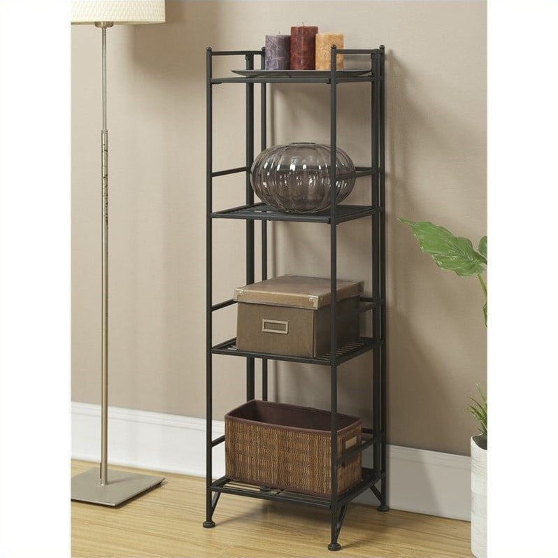 Convenience Concepts XTRA Storage 4 Tier Folding Shelf in Black   S10 105