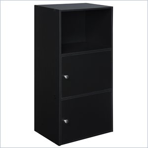 convenience concepts xtra-storage 2 door cabinet in black wood finish