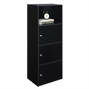 convenience concepts xtra-storage 3 door cabinet in black wood finish