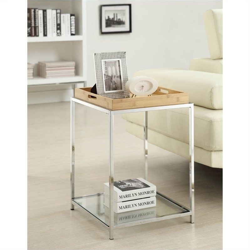 Glass End Table in Bamboo 131345BB