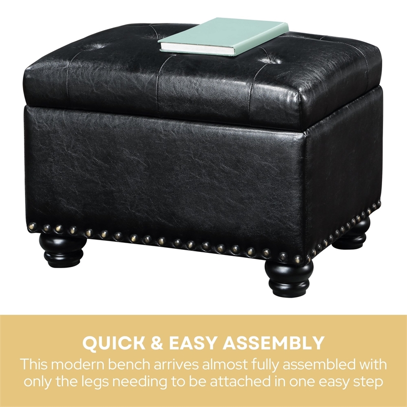 Convenience Concepts Designs4Comfort 5th Avenue Black Faux Leather Ottoman