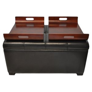 convenience concepts designs4comfort storage ottoman in espresso faux leather
