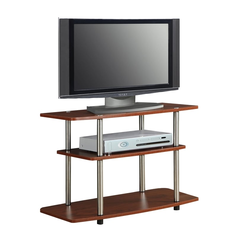 Convenience Concepts Designs2Go Three-Tier TV Stand in Cherry Wood Finish