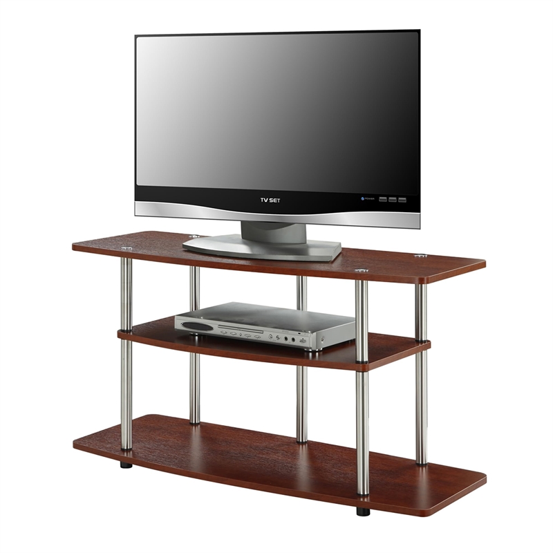 Convenience Concepts Designs2Go 3 Tier Wide TV Stand in Cherry Wood Finish