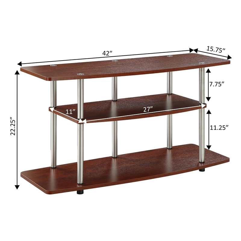 Convenience Concepts Designs2Go 3 Tier Wide TV Stand in Cherry Wood Finish