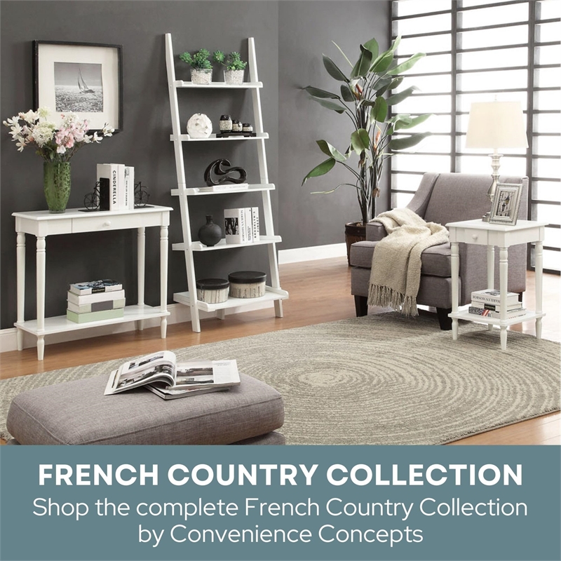 Convenience Concepts French Country Bookshelf Ladder in Blue Wood Finish