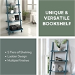 Convenience Concepts French Country Bookshelf Ladder in Blue Wood Finish