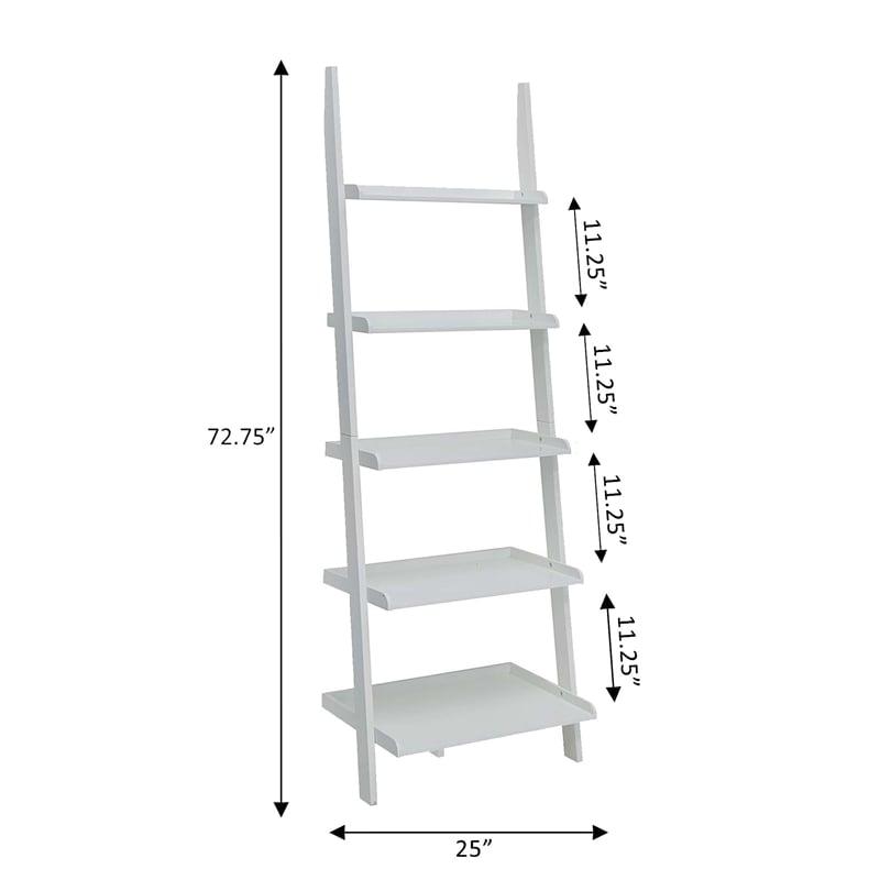 Convenience Concepts French Country Bookshelf Ladder in White Wood Finish