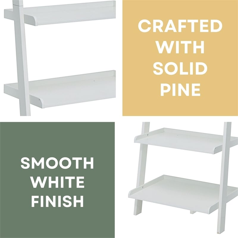 Convenience Concepts French Country Bookshelf Ladder in White Wood Finish