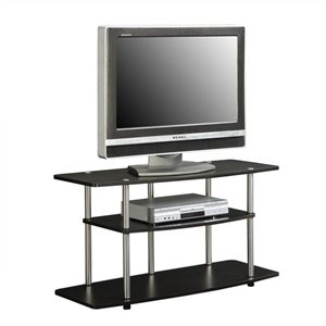 Designs2Go Three-Tier No Tools Wide TV Stand in Espresso Wood Finish- 42&quot