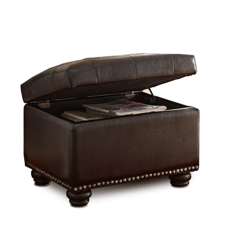 Designs4Comfort 5th Avenue Storage Ottoman in Espresso Faux Leather