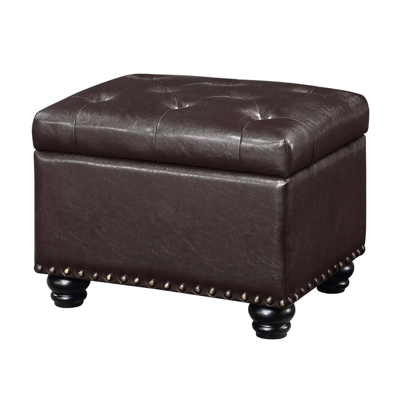 Designs4Comfort 5th Avenue Storage Ottoman in Espresso Faux Leather